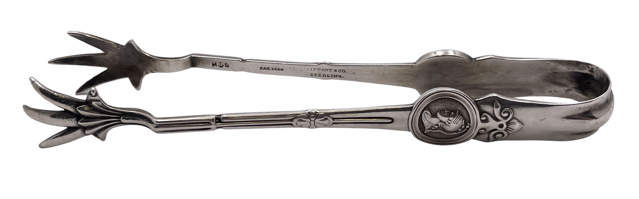 Tiffany & Co. & Gorham Sterling Silver Olive Tongs in Medallion Pattern