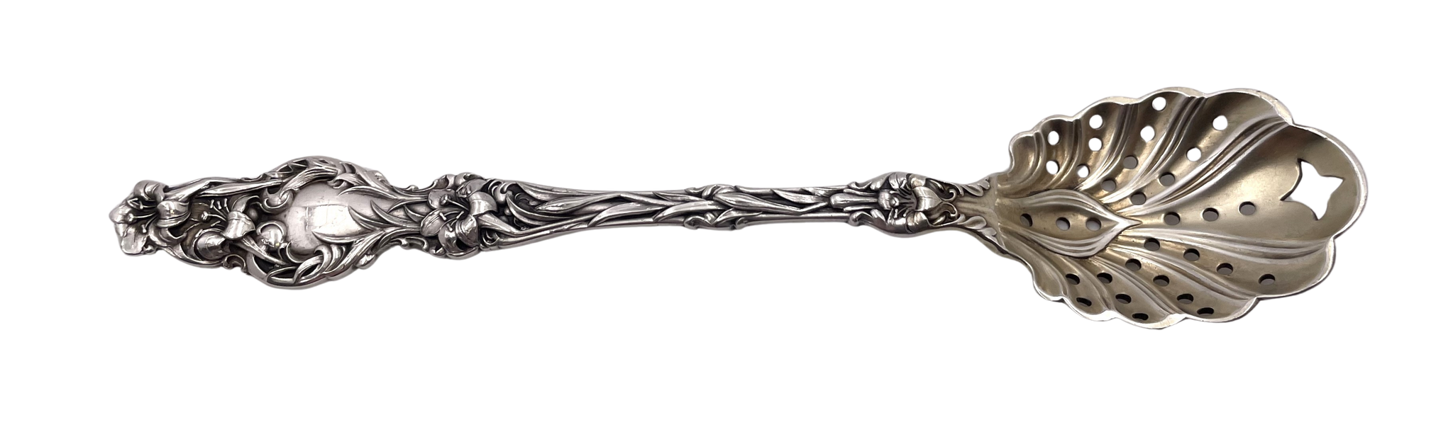 Whiting Sterling Silver Pierced Pea Server in Lily Pattern