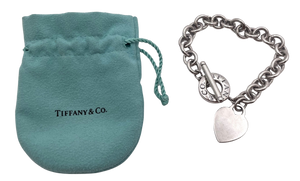 Tiffany & Co. Sterling Silver Heart Tag Toggle Bracelet in Original Pouch