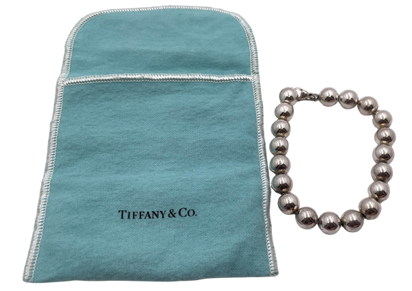 Tiffany & Co. Sterling Silver Bead Ball 10mm Bracelet in Original Pouch