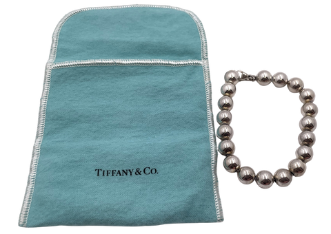 Tiffany & Co. Sterling Silver Bead Ball 10mm Bracelet in Original Pouch