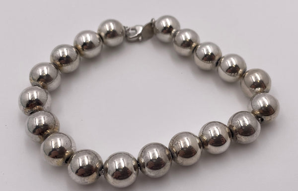 Tiffany & Co. Sterling Silver Bead Ball 10mm Bracelet in Original Pouch