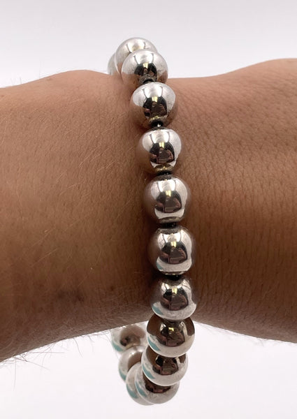 Tiffany & Co. Sterling Silver Bead Ball 10mm Bracelet in Original Pouch