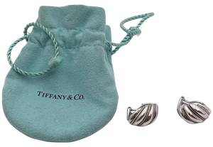 Pair of Tiffany & Co. Sterling Silver & Yellow Gold Shell Earrings in Original Pouch