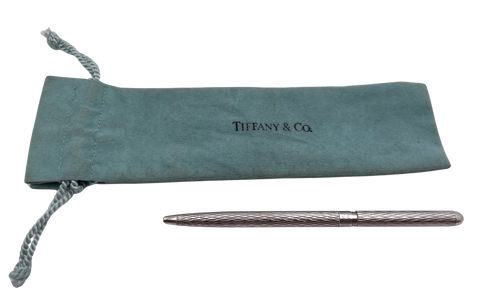 Tiffany & Co. Sterling Silver Pen in Diamond Pattern & in Original Pouch