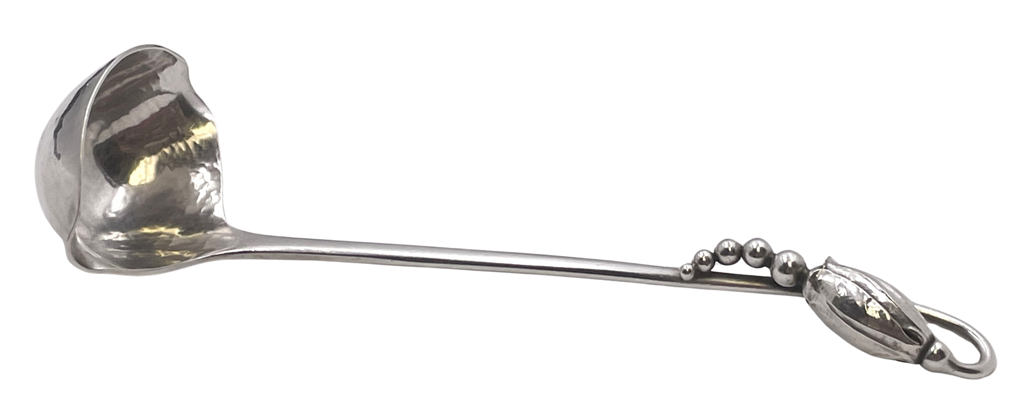 Georg Jensen Hammered Sterling Silver Cream Ladle in Blossom Pattern