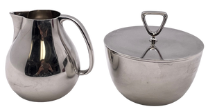 Georg Jensen Sterling Silver Creamer & Sugar Bowl #1015 in Bernadotte Pattern