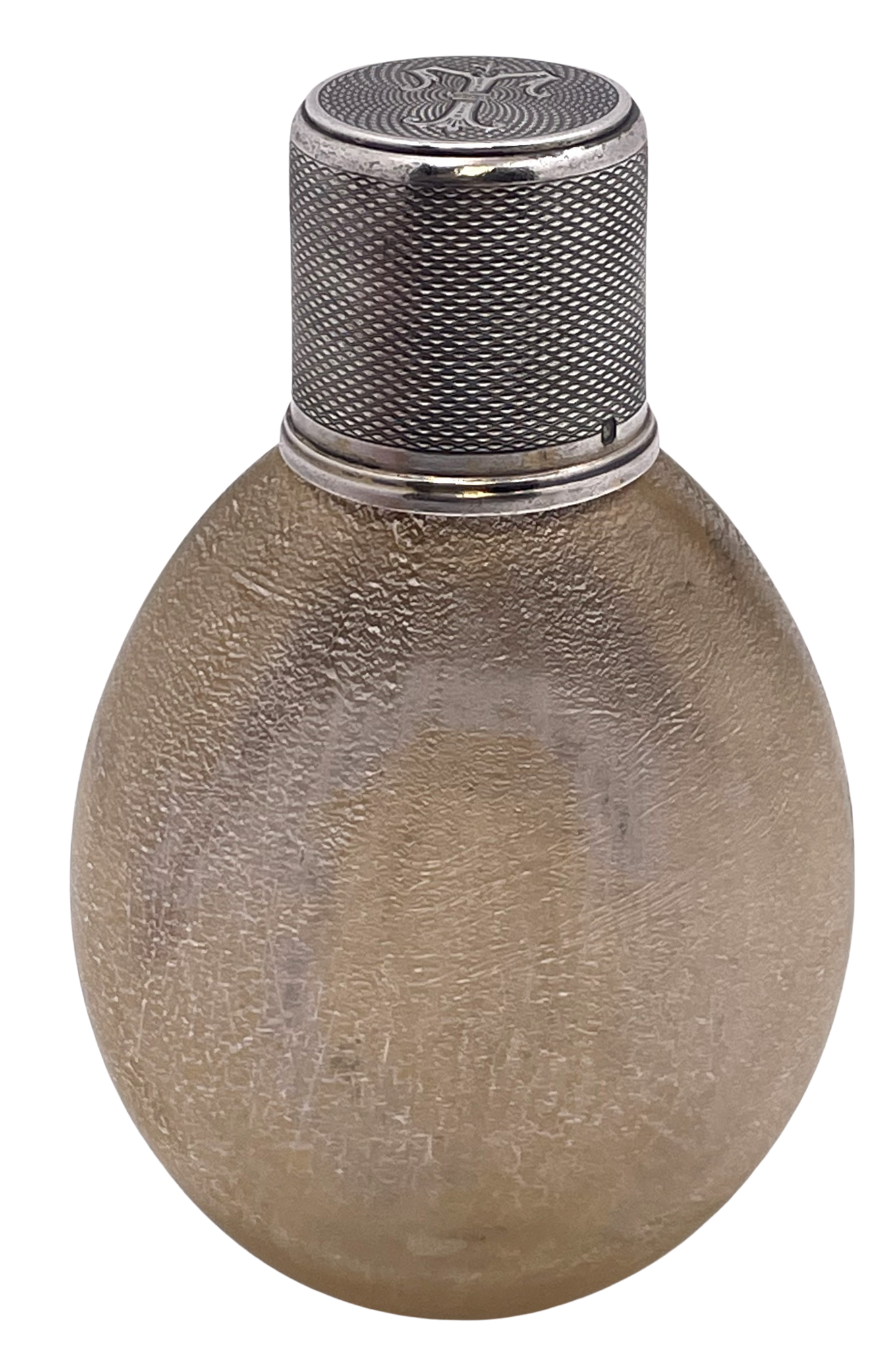 French Sterling Silver & Gilt Glass Flask from Late 19th or Early 20th Century