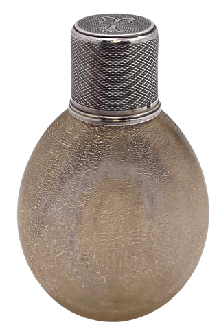 French Sterling Silver & Gilt Glass Flask from Late 19th or Early 20th Century