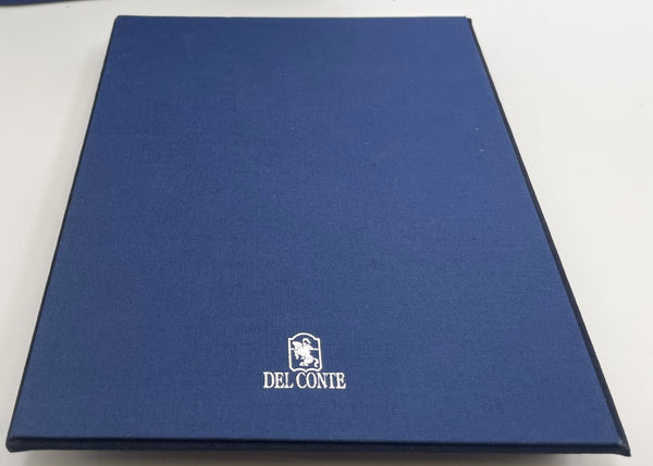 Del Conte Italian Felt and Sterling Silver Desk Pad Holder New in Box