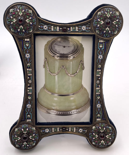 Set of 3 Russian Enamel & Silver Picture Frames from Late 19th Century