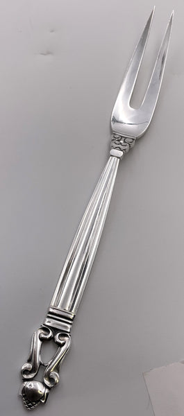 Georg Jensen Sterling Silver Cold Cut Meat Fork in Acorn Pattern