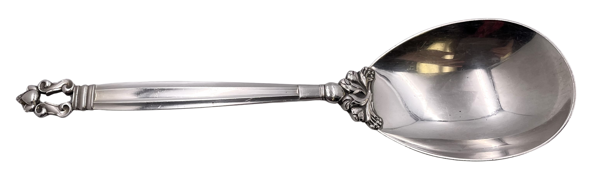Georg Jensen Sterling Silver Mashed Potato Spoon in Acorn Pattern