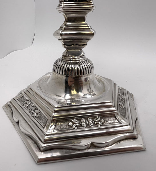 Pair of European Continental Silver 5-Light Candelabra from Late 19th or Early 20th Century
