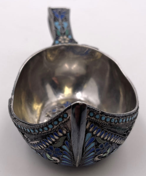 A. Fuld Russian Enamel & Silver Kovsh from Late 19th or Early 20th Century