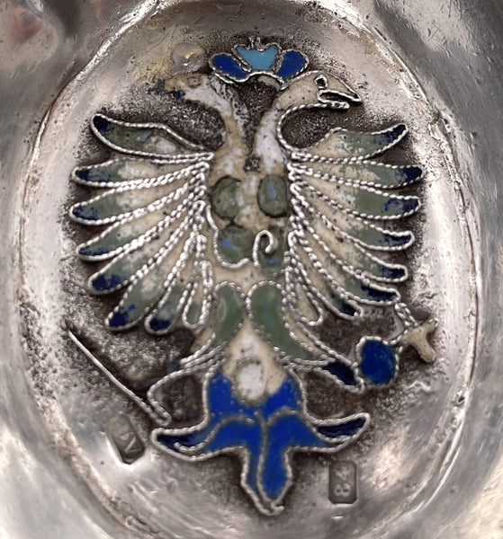 A. Fuld Russian Enamel & Silver Kovsh from Late 19th or Early 20th Century