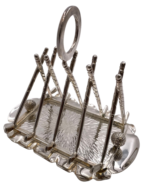 Silver Golf-Themed Novelty Toast Rack