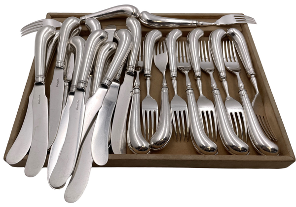 English Silver 24-Piece Fish Flatware Set