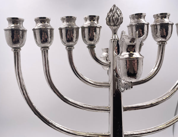 Georg Jensen Style Sterling Silver Unique Hammered Menorah