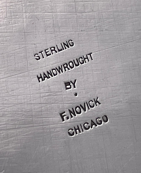 F. Novick Chicago Arts & Crafts Sterling Silver Hammered Pitcher on Tray