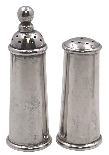 William Seitz Pair of Handwrought Sterling Silver Salt & Pepper Shakers in Arts & Crafts Style