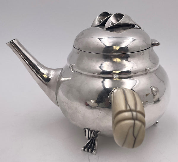 DeMatteo (?) Georg Jensen Blossom Style Sterling Silver 4-Piece Tea & Coffee Set