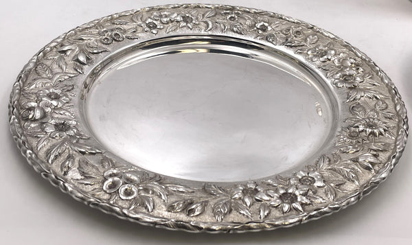 S. Kirk & Son Sterling Silver Set of 18 Chargers/ Plates in Repousse Pattern
