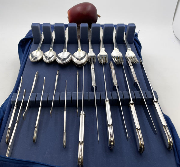 Georg Jensen Sterling Silver 48-Piece Beaded Flatware Set for 8