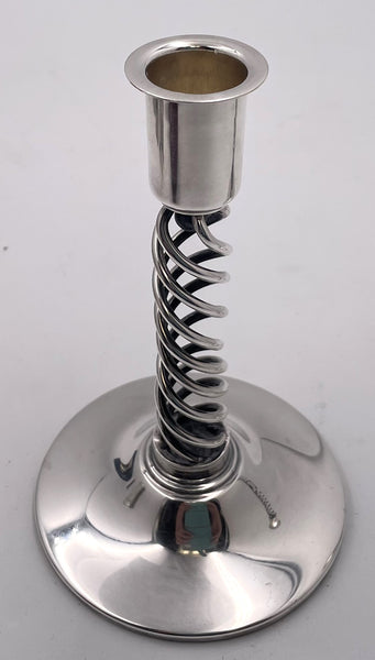 Pair of Danish Silver Candlesticks in Mid-Century Modern Style