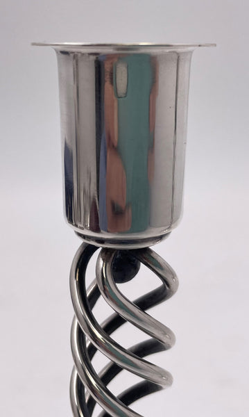 Pair of Danish Silver Candlesticks in Mid-Century Modern Style