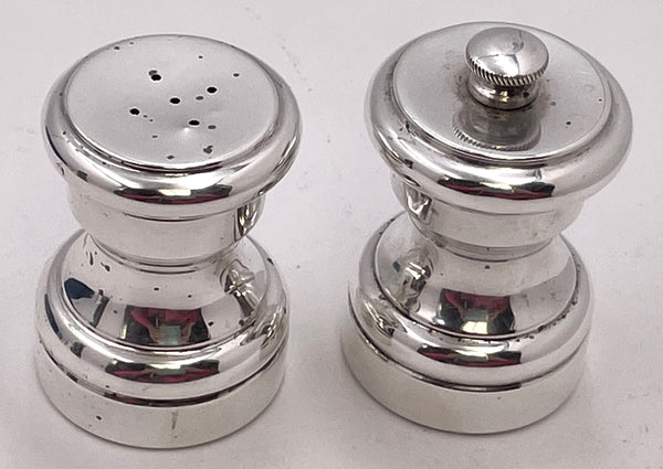 Cartier Sterling Silver Salt Shaker & Pepper Mill in Mid-Century Modern Style