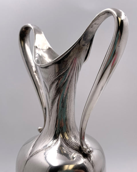 Sterling Silver Two-Handled Amphora Hammered Fluted Vase