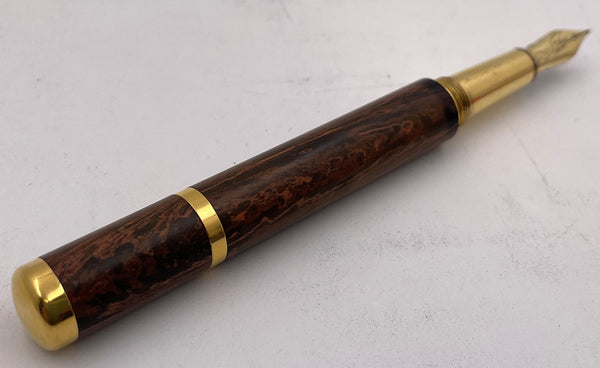 Michel Audiard "Wild Kingdom" Gilt Sterling Silver and Wood Limited Edition Fountain Pen