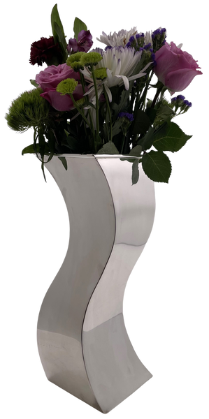 Italian Sterling Silver Vase in Mid-Century Modern Style