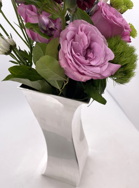 Italian Sterling Silver Vase in Mid-Century Modern Style