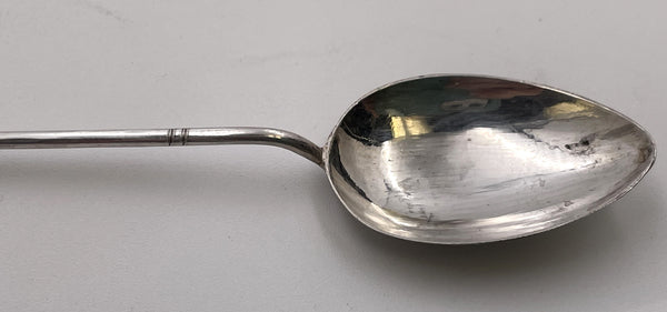 Set of 6 Asian Silver and Jade Dessert Spoons