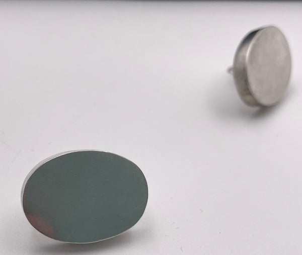 Pair of Mexican Sterling Silver Earrings in Mid-Century Modern Style
