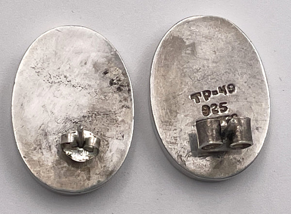 Pair of Mexican Sterling Silver Earrings in Mid-Century Modern Style