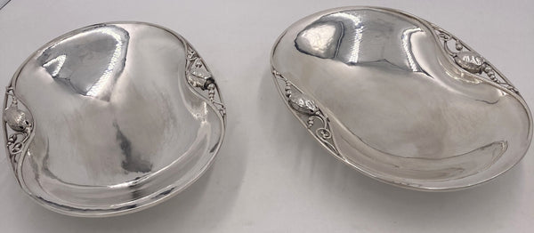 Georg Jensen Pair of Sterling Silver Oval Bowls in Blossom Pattern #2B