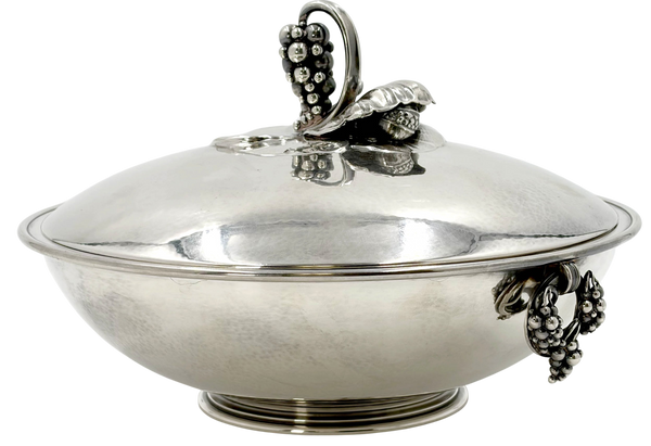 Georg Jensen Sterling Silver Covered Vegetable Tureen with Grape Motif in Pattern #408E