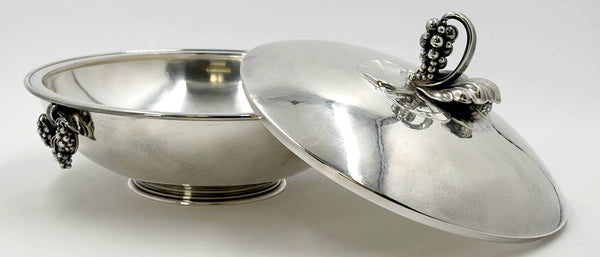 Georg Jensen Sterling Silver Covered Vegetable Tureen with Grape Motif in Pattern #408E