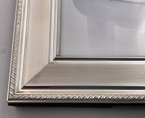 Del Conte Italian Sterling Silver Picture Frame in Mid-Century Modern Style