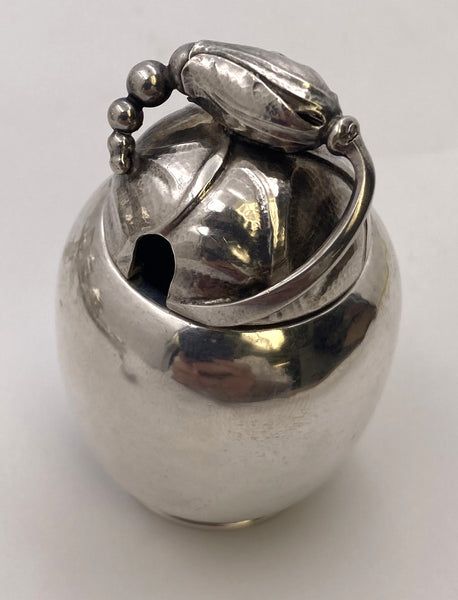 Set of 3 Georg Jensen Sterling Silver Blossom Salt Shakers & Mustard Pot #2A