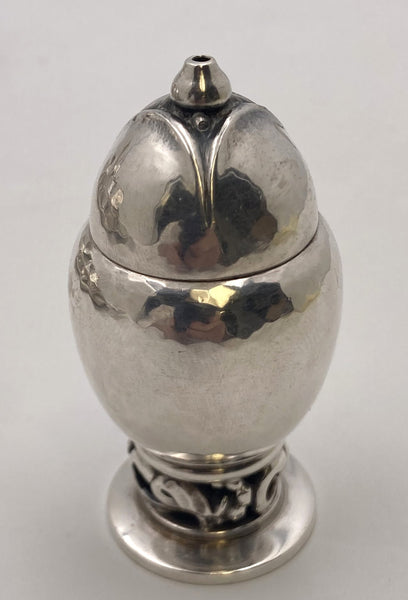 Set of 3 Georg Jensen Sterling Silver Blossom Salt Shakers & Mustard Pot #2A