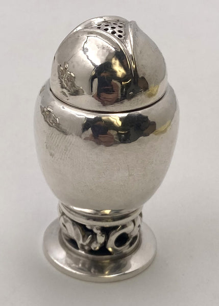 Set of 3 Georg Jensen Sterling Silver Blossom Salt Shakers & Mustard Pot #2A
