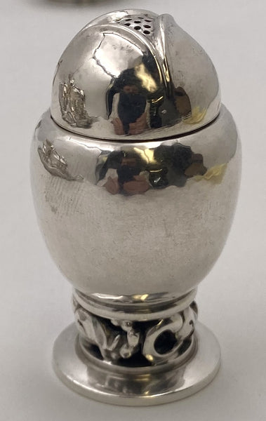 Set of 3 Georg Jensen Sterling Silver Blossom Salt Shakers & Mustard Pot #2A