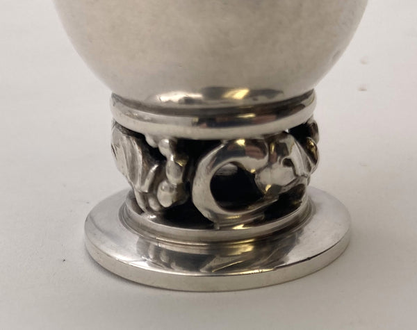 Set of 3 Georg Jensen Sterling Silver Blossom Salt Shakers & Mustard Pot #2A