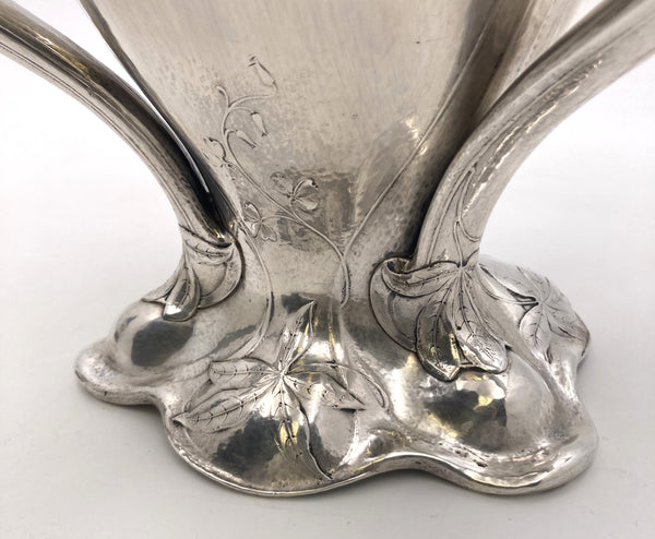 Gorham 0.9584 Silver Martelé Three-Handled Vase in Art Nouveau Style