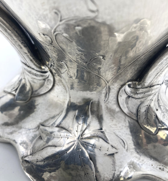 Gorham 0.9584 Silver Martelé Three-Handled Vase in Art Nouveau Style