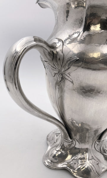 Gorham 0.9584 Silver Martelé Three-Handled Vase in Art Nouveau Style